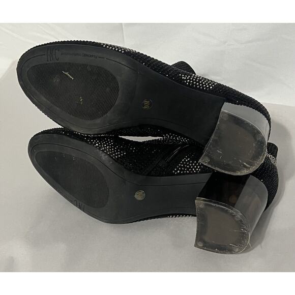 INC Floriann Ankle 8.5 Booties Black Sparkle Silver Star Chunky Clear Heel - Picture 9 of 11